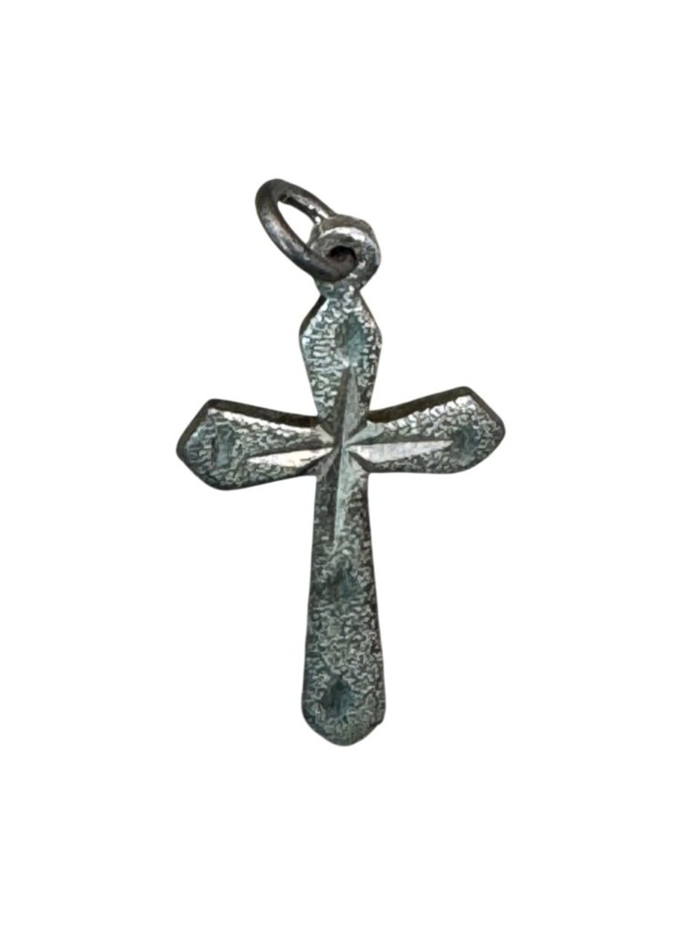 Etched Diamond Cut Sterling Silver Textured Cross Pendant Charm 1.5" Vintage